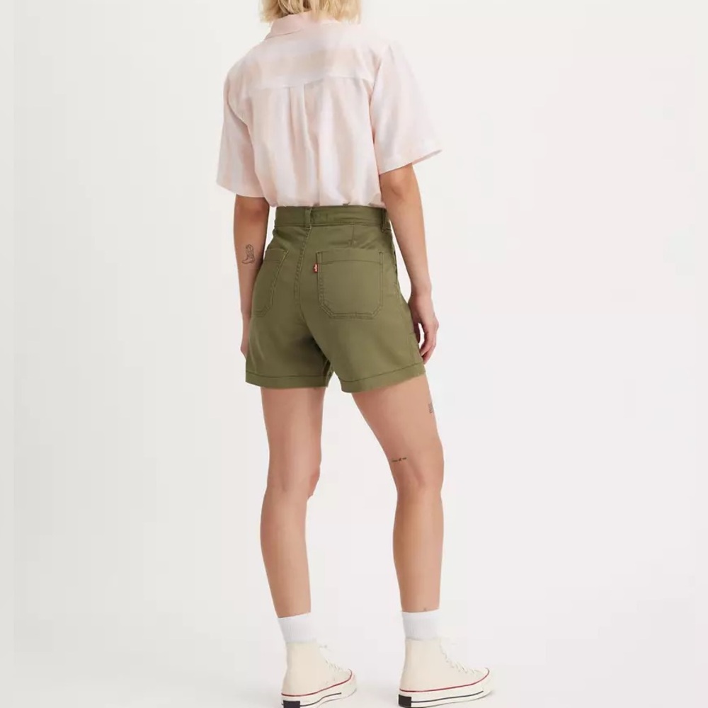 Levi’s Army Olive Green Utility Cotton Stretch Shorts Gorpcore Casual Cool Sz 27 - Picture 7 of 10